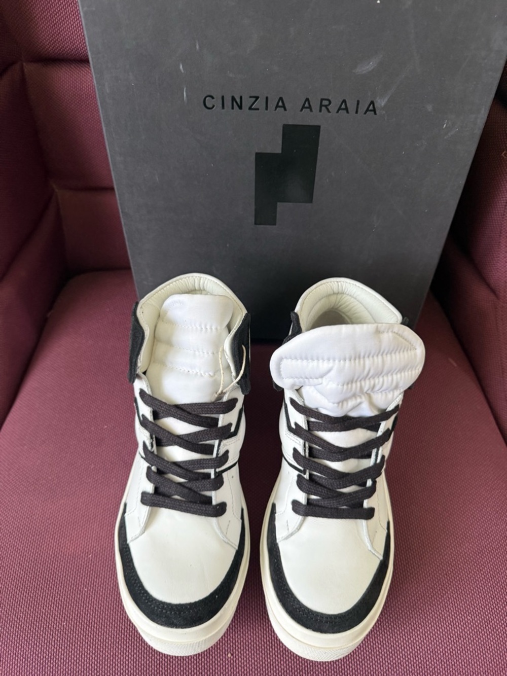Cinzia Araia White & Black High-Top Sneakers EU 37